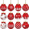 12PCS Christmas Wooden Pendant Christmas Ball Hanging Wooden Pendant Christmas Ball Christmas Tree Craft Decoration for Holiday Home Decoration of Holiday Party