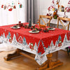 Christmas Tablecloth, Winter Snowman House Christmas Trees Table Cloth, Waterproof Snowflake Tablecloth, Washable Red Christmas Table Cover for Party Kitchen Dining Room