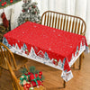 Christmas Tablecloth, Winter Snowman House Christmas Trees Table Cloth, Waterproof Snowflake Tablecloth, Washable Red Christmas Table Cover for Party Kitchen Dining Room