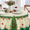 Christmas Tablecloth, Winter Holiday Snowman Green Christmas Trees Table Cloth, Waterproof Snowflake Tablecloth, Waterproof Christmas Table Cover for Party Kitchen Dining Room