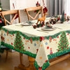 Christmas Tablecloth, Winter Holiday Snowman Green Christmas Trees Table Cloth, Waterproof Snowflake Tablecloth, Waterproof Christmas Table Cover for Party Kitchen Dining Room