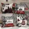 4pcs Christmas Throw Pillow Covers Zippered Snowflakes Christmas Tree and Bow Patterns Decor Pillowcases for Living Room Bedroom Sofa Decor Without Pillow Inserts 18*18inches