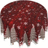 Merry Christmas Snowflake & Tree Round Tablecloth - 60" Polyester, Oil-Proof & Wrinkle-Free, Perfect for Holiday Dining Decor Holiday Decorations, Christmas Decor