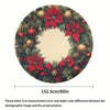 1pc Festive Polyester Round Tablecloth, 60" Machine-Woven Christmas Wreath Design with Poinsettia and Holiday Accents for Kitchen, Catering, and Holiday Gatherings