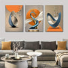 Framed Wrapped Canvas Modern Abstract Canvas Wall Art - Luxury Aluminum Cable Painting Pictures - White Blue Orange Gray - Suitable for Living Room Bedroom Office - Perfect Gift for Art Lovers