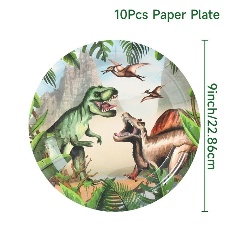 Tyrannosaurus Theme Party Paper Pallet Hanging Flag Tissue Tableware Suit