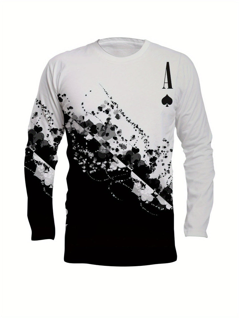 Ace of Spades Graphic Print Crew Neck Sweatshirt and Joggers Set, Knit Polyester Casual Sweatsuit with Regular Fit and Slight Stretch - Polyester Lash Sets