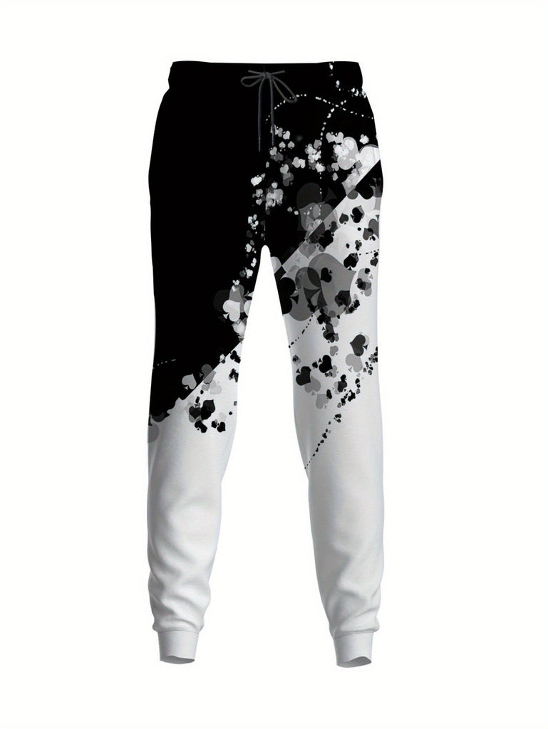 Ace of Spades Graphic Print Crew Neck Sweatshirt and Joggers Set, Knit Polyester Casual Sweatsuit with Regular Fit and Slight Stretch - Polyester Lash Sets