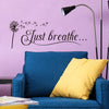 1pc Artistic Fonts Vinyl Wall Decal, "Just Breathe" Creative Text Slogan Mural, Self-adhesive Removable Wall Art Sticker For Bar, Cafe, Living Room, Office, Porch, Background Wall Decor, Home Decoration