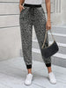 Slant Pockets Fitted Bottom Joggers, Casual Leopard Print Drawstring Sporty Pants For Every Day, Women's Clothing