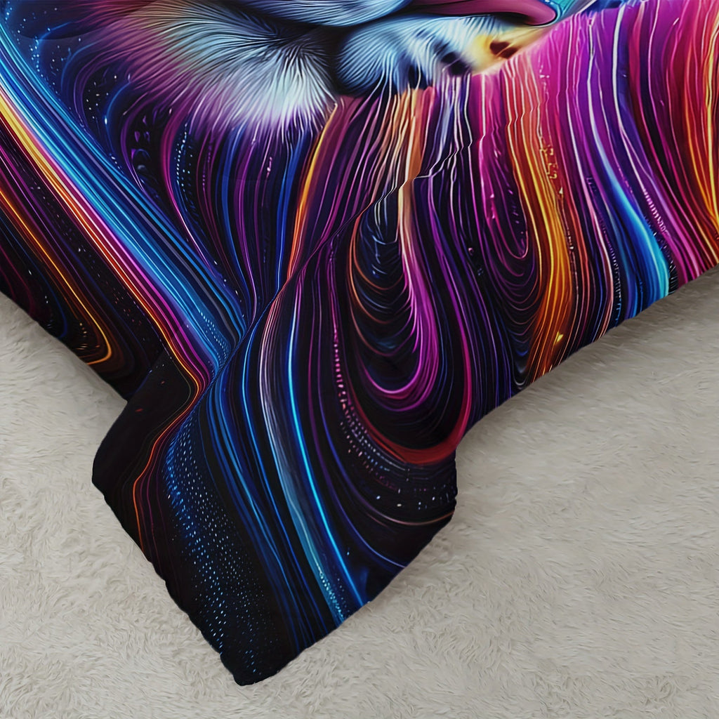 Leopard Comforter Set Rainbow Comforter, Cheetah Printed Bedding Set, Colorful Animal Duvet Set with 1 Comforter and 2 Pillowcases