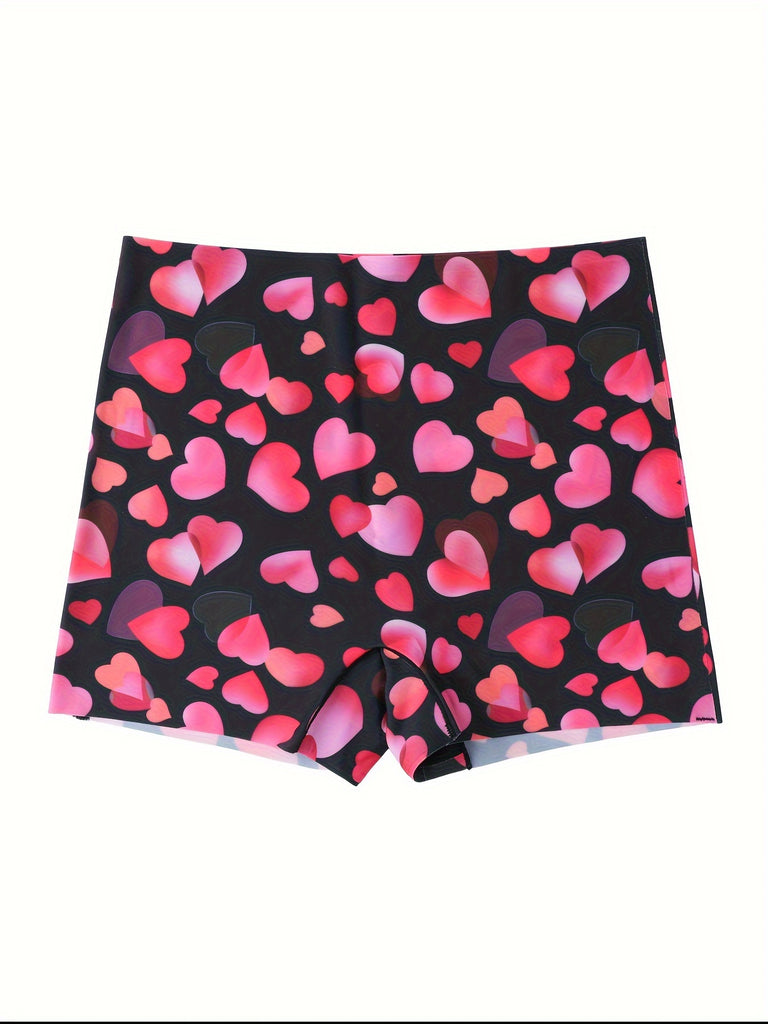 3pcs Heart & Floral & Leopard Print Boyshort Panty, Comfy & Breathable Seamless Intimates Boxer Shorts, Women's Lingerie & Underwear