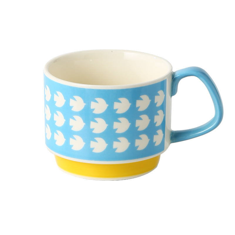 Ins Ceramic Ear Printed Coffee Cups Can Be Stacked