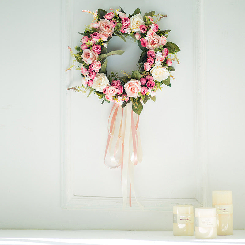 The rose flower wreath hanging wall flowers simulation round heart-shaped ornaments wedding wedding room decoration decoration wall Home Furnishing