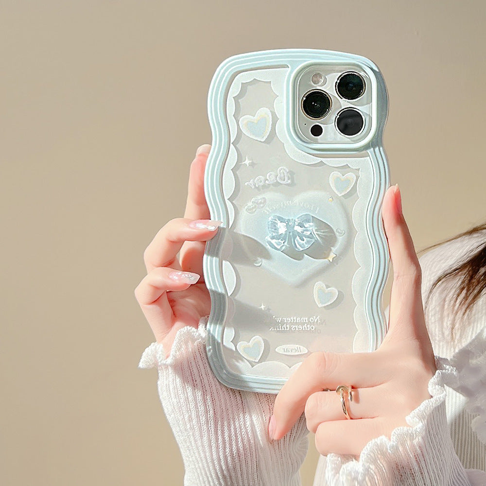 3D Bow Silicone Phone Case With Wavy Border