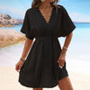 Ice Silk Cloth Lace Stitching Beach Dress Bikini Swimsuit Outwear Blouse