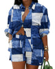 Women's Lace Up Printed Shorts Suit