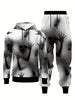 Men's Halloween Pumpkin Pattern Fashion Novelty Hoodie And Sweatpants Set, Long Sleeve Sweatshirts Jogger Pant Pajamas Loungewear Set, 2 Piece Outfits For Men