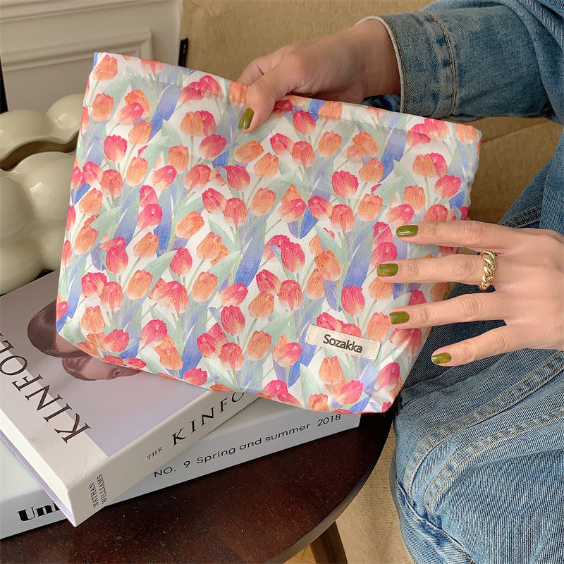 Floral Cotton Artistic Cosmetic Bag Women