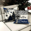 4pcs Christmas Tree Gift Pillowcases Contemporary Style - 18X18 Inches - Black And Blue - Comfortable And Soft - Polyester with Printed Design And Zipper Closure for Christmas Winter Living Room Bedroom Sofa Bed Decor Without Filling