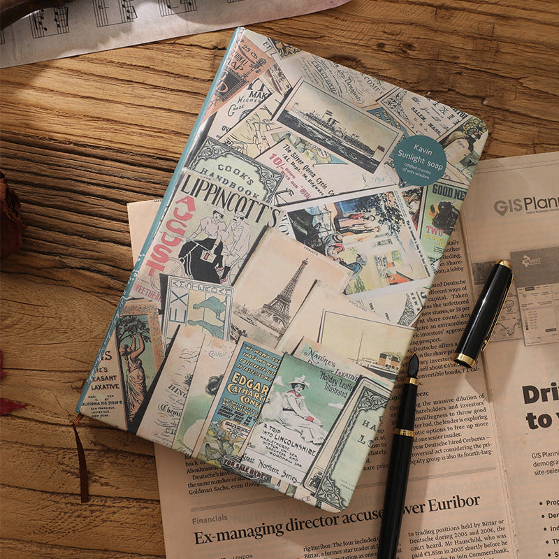 Kraft Paper Journal Book A5 Retro Coloring Page Illustration Artistic