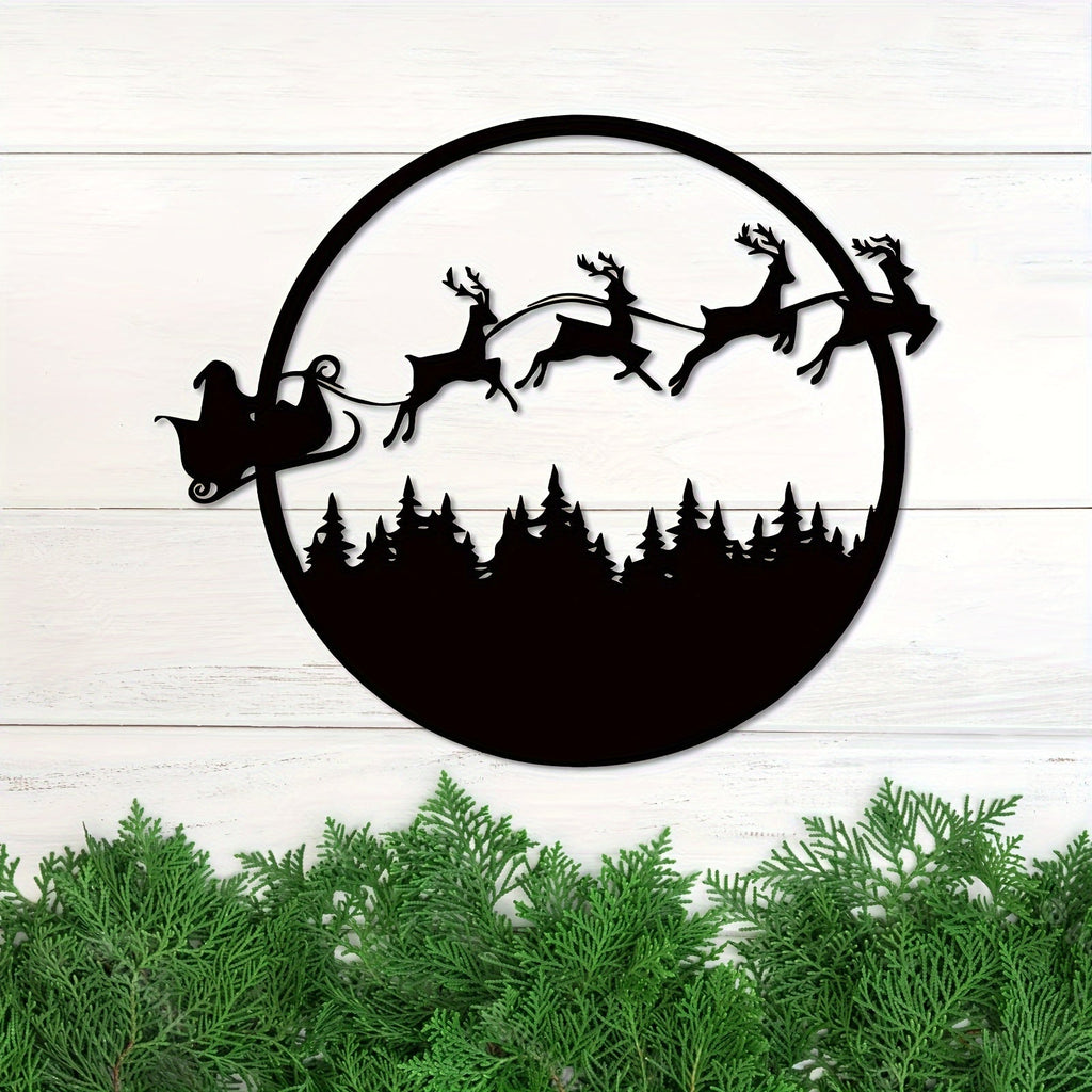 1pc Merry Christmas Metal Sign, Merry Christmas Metal Wall Sign, Round Metal Christmas Sign, Large Metal Christmas Signs, Room Decor, Home Decor, Holiday Decor, Festivals Decor, Front Door Decor, Scene Decor, Door Decor, Wall Decor, Background Decor