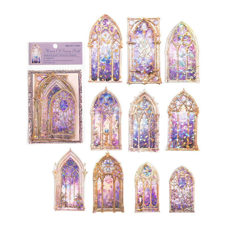 Mocard PET Laser Gold Sticker Package Stickers For Journals 6 Models