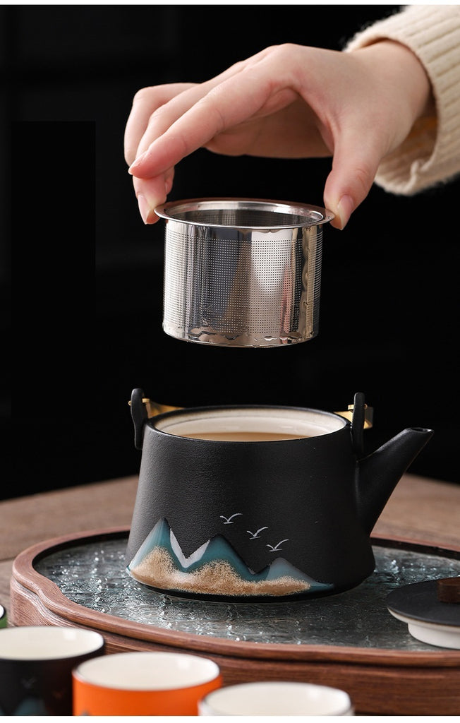 Cultural Creative China-chic Handle Pot Tea Set Cups Camp