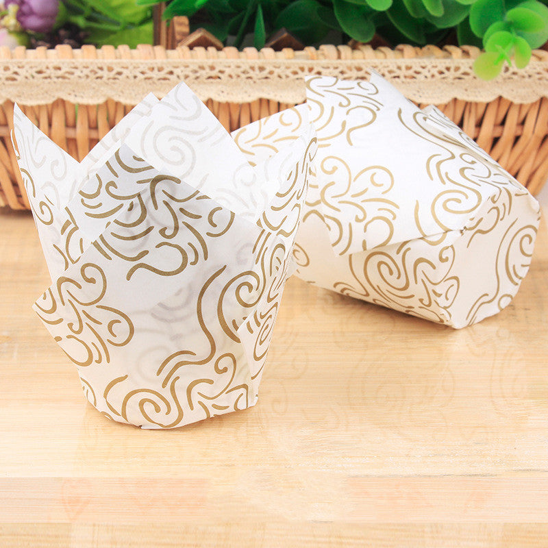 Household Oil And High Temperature Resistant Solid Color Tulip Cake Paper Cups