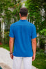 Summer Stand Collar Buttons Short Sleeve T-shirt Solid Color Stripe POLO Shirt Fashion Casual Beach Clothing For Men