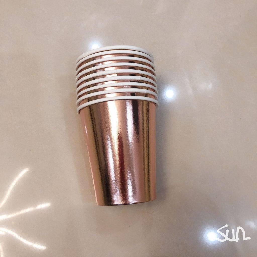 High End Bronzing Gold Party Cutlery Paper Cups And Plates