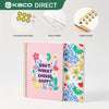 Kaco Pack 2 Cute Mini Spiral Notebooks, Set Of 2 For Women, 8.2'' X 5.9'' Hardcover Journal 120 X 2 Lined Pages With Pocket And Sticker (Floral)