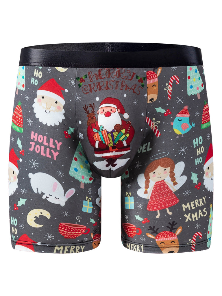 4pcs Men's Boxer Briefs - Breathable & Stretchy, Comfort Fit with Festive Christmas Patterns, Durable Polyester Blend, Hand Washable, for Christmas