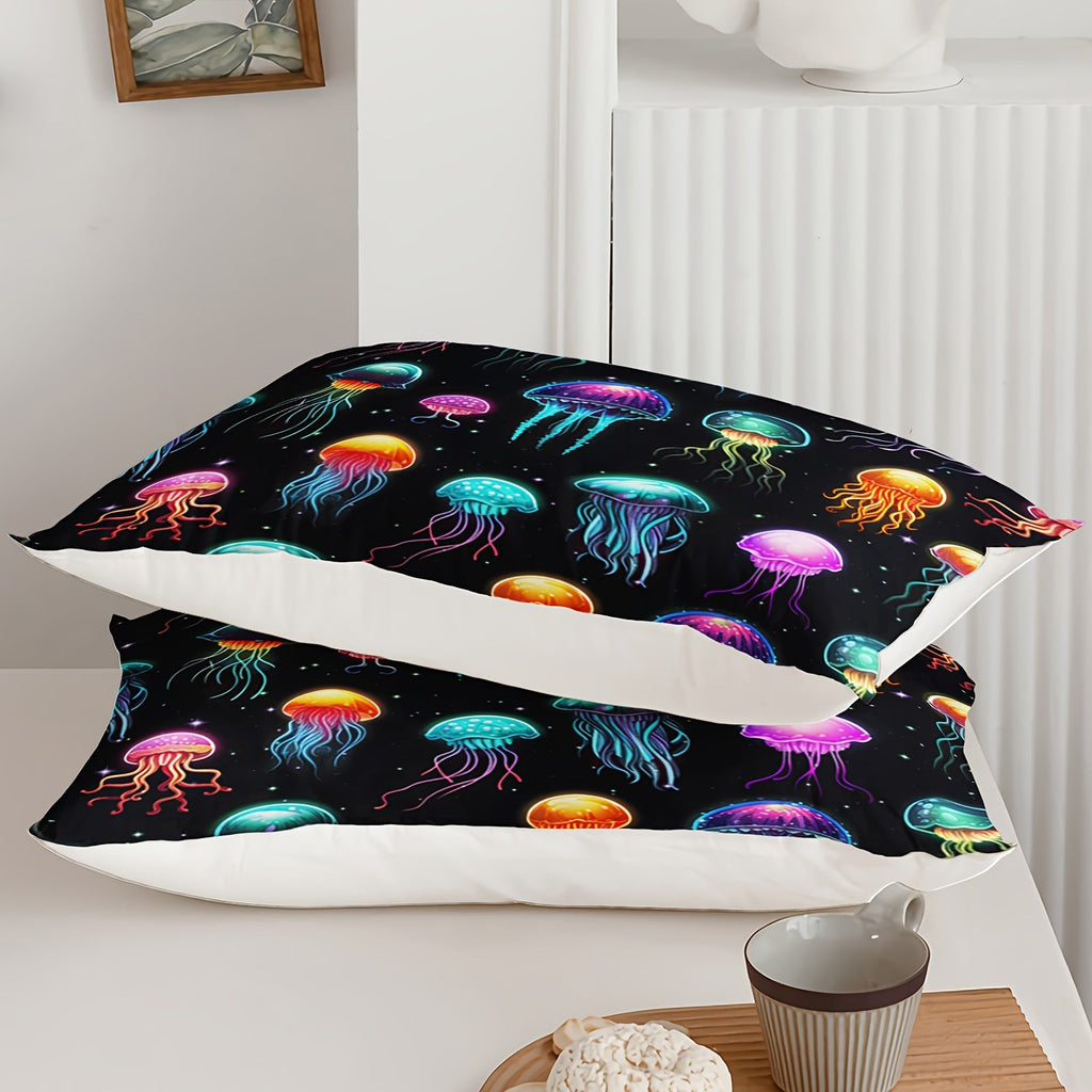 Jellyfish Comforter Sets Ocean Theme Bedding Set for Girls Teens Full Size with 3D Printed Bedding, Ocean Bedding Sets Hawaii Beach Bedding Set Sea Animal Quilt Sets
