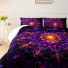 3-pcs Bohemian Purple Wreath Style Duvet Set, Artistic Tie Dye Printed Bedding Design, Creatively Designed Adult Duvet Set (1*Comforter + 2*Pillowcase, Without Core)