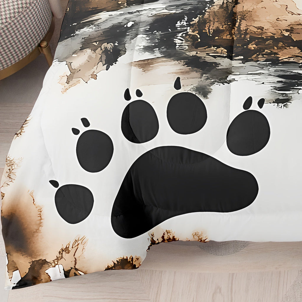 2/3pcs forest animal bear house printed comfortable comforter set, suitable for bedroom decoration in rural villas (1 Comforter (quilt) + 1/2 Pillow cases Without Core)