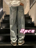 2PCS, Y2k Baggy Jeans For Men, Hip Hop Grunge Demin Pants Wide Leg Loose Joggers Star Graphic Jeans