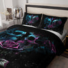 3pcs Skull Bedding Set, Goth Bedding Sets With Comforter, Skull Comforter Set, Rose Comforter Halloween Skull Bed Comforter, Blue Comforter Black Bedding Skull Quilt (1*Comforter + 2*Pillowcase, Without Core)