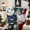 4pcs Navy Blue Christmas Pillow Covers Set - Snowflake, Elk & Tree Designs | Merry Holiday Farmhouse Decor for Living Room, Bedroom, Porch | 18x18 Inches, Zip Closure, Machine Washable