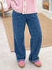 Women High Rise Jeans Fashion Casual Heart Pattern Straight Leg Denim Pants with Pockets