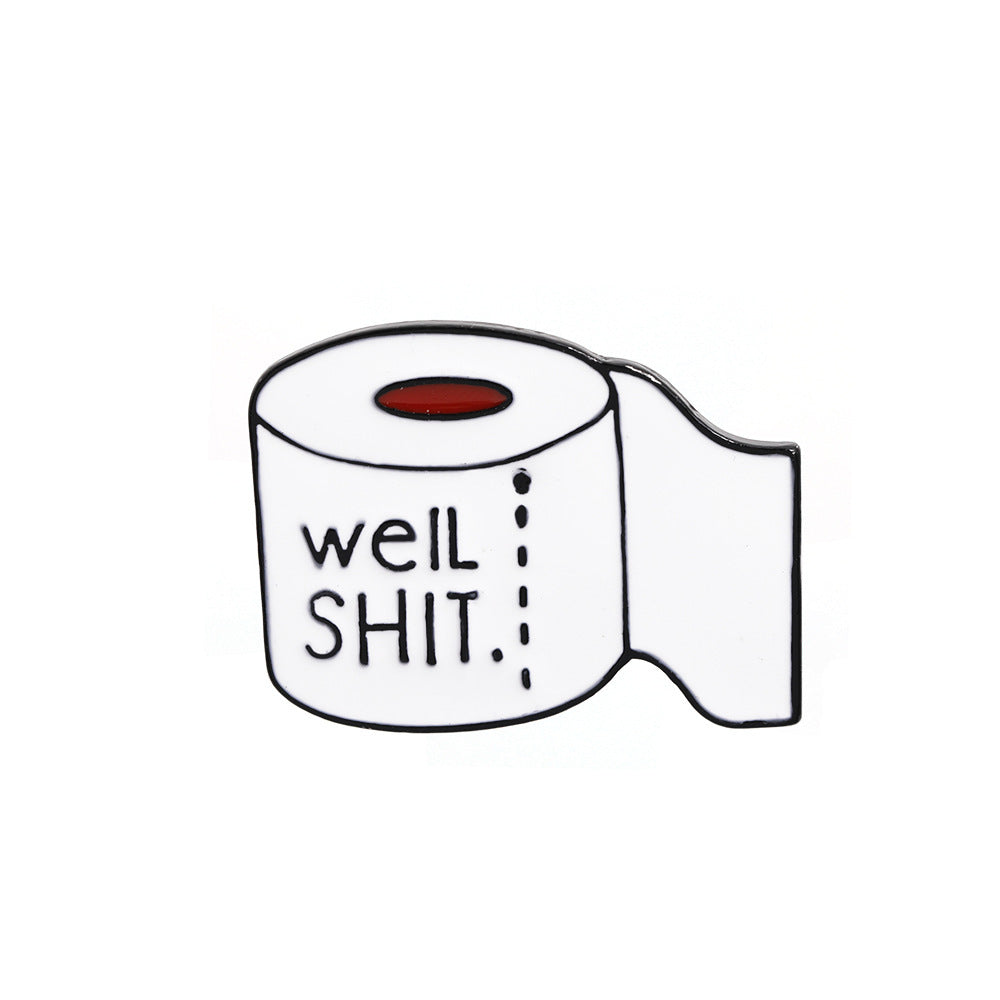 Rolled paper toilet paper drip enamel brooch