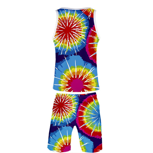 Peripheral 3D Color Printing Vest  Beach Pants Set