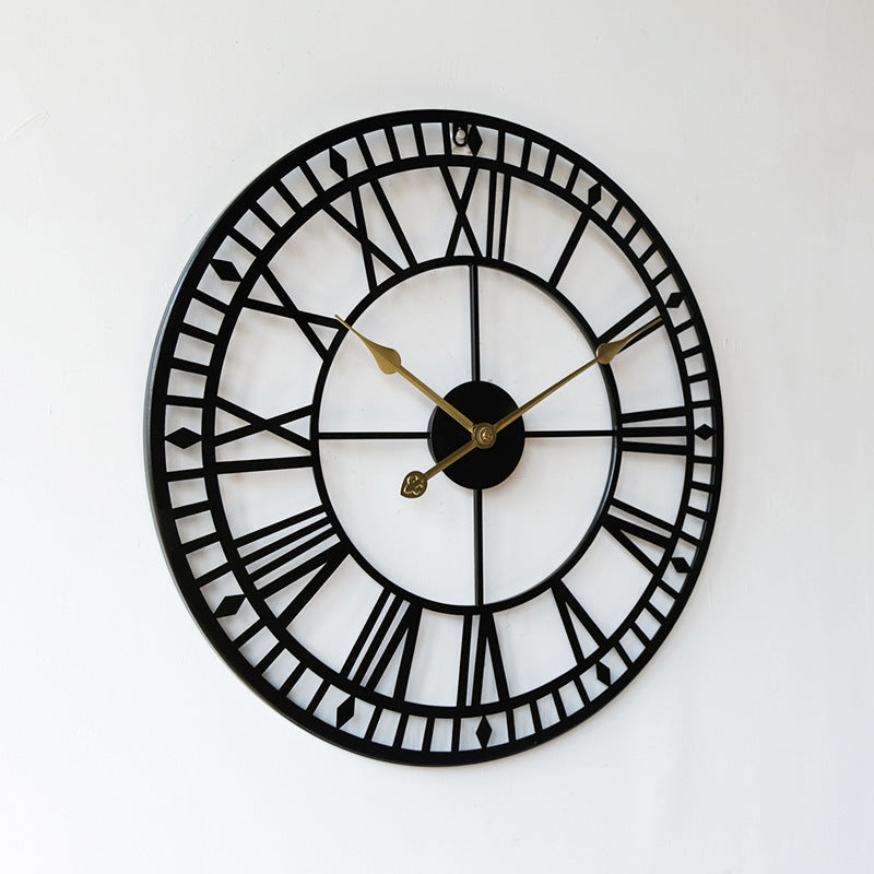 Wrought Iron Hollow 16-inch Wall Clock Living Room Pocket Watch