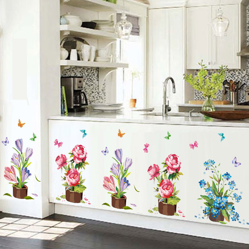 Creative Wall Decorations Plants Potted Wall Stickers