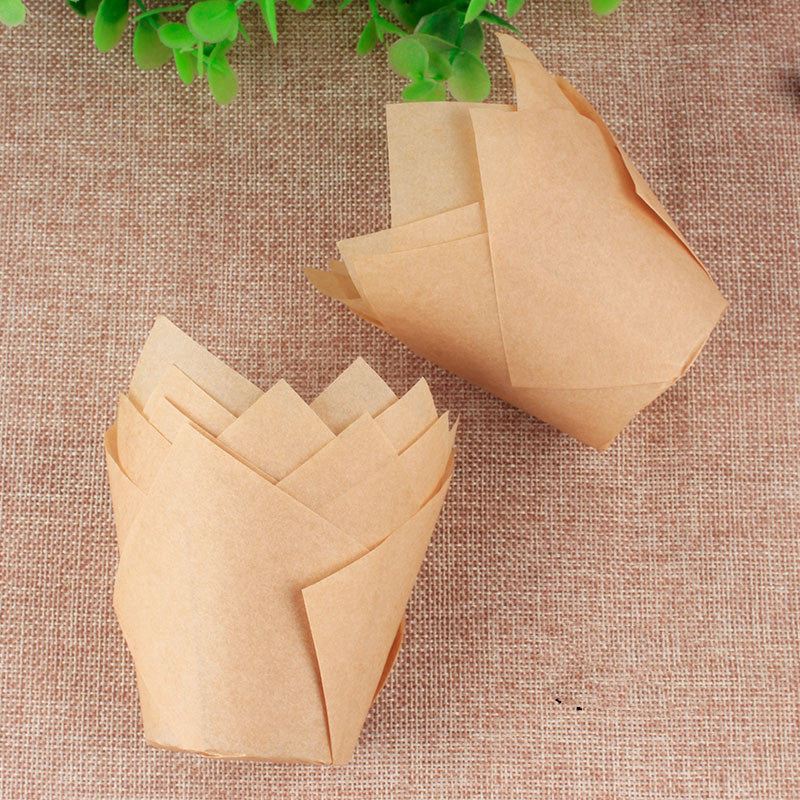 Household Oil And High Temperature Resistant Solid Color Tulip Cake Paper Cups