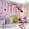 Pink Cherry Blossom Tree Wall Sticker with Birds - Homeowners, Interior Decorators, Young Adults - Vinyl - Suitable for Bedroom, Living Room, Bathroom