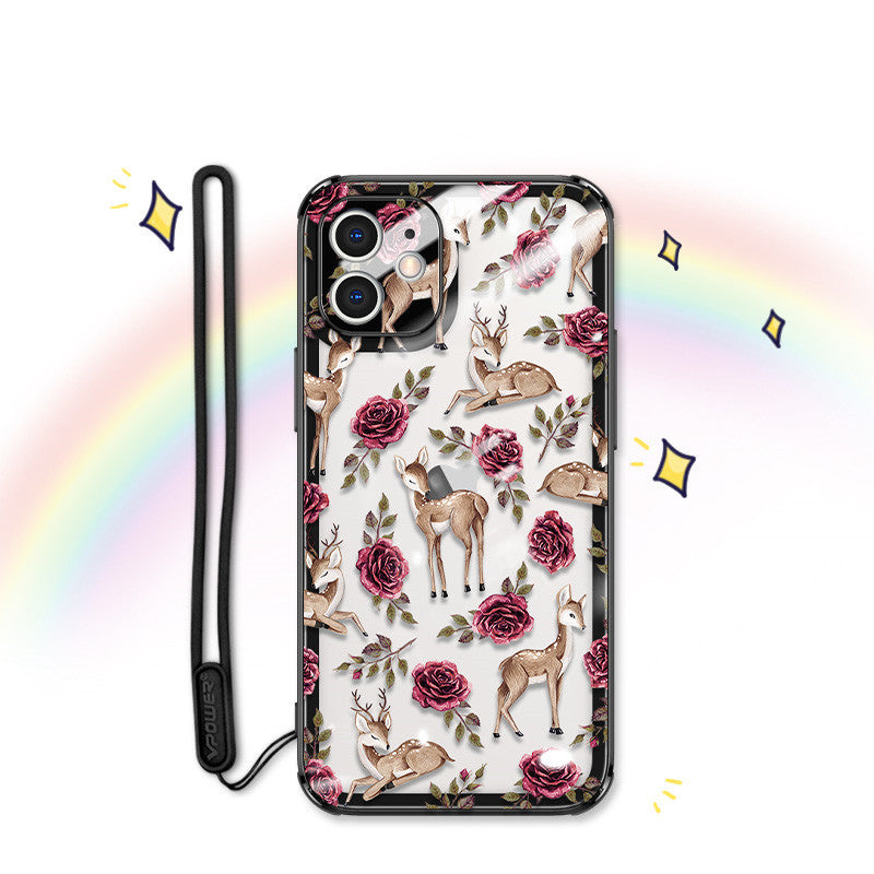 Compatible with Apple , Transparent Glass Full Drop Proof Ultra-thin Mobile Phone Case