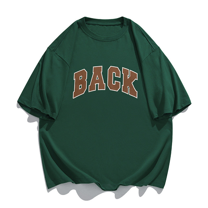Men's And Women's Retro American Cotton Suede Puff Print T-shirt