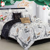 7pcs Christmas Halloween Decoration Comforter Set Stylish And Beautifully Printed 1 Comforter+2 Pillow Shams+1 Decorative Pillow+1 Breakfast Pillow +1 Cushion+1 Bed Skirt Easy To Care For Machine Washable Suitable For Bedrooms Rooms Hotels