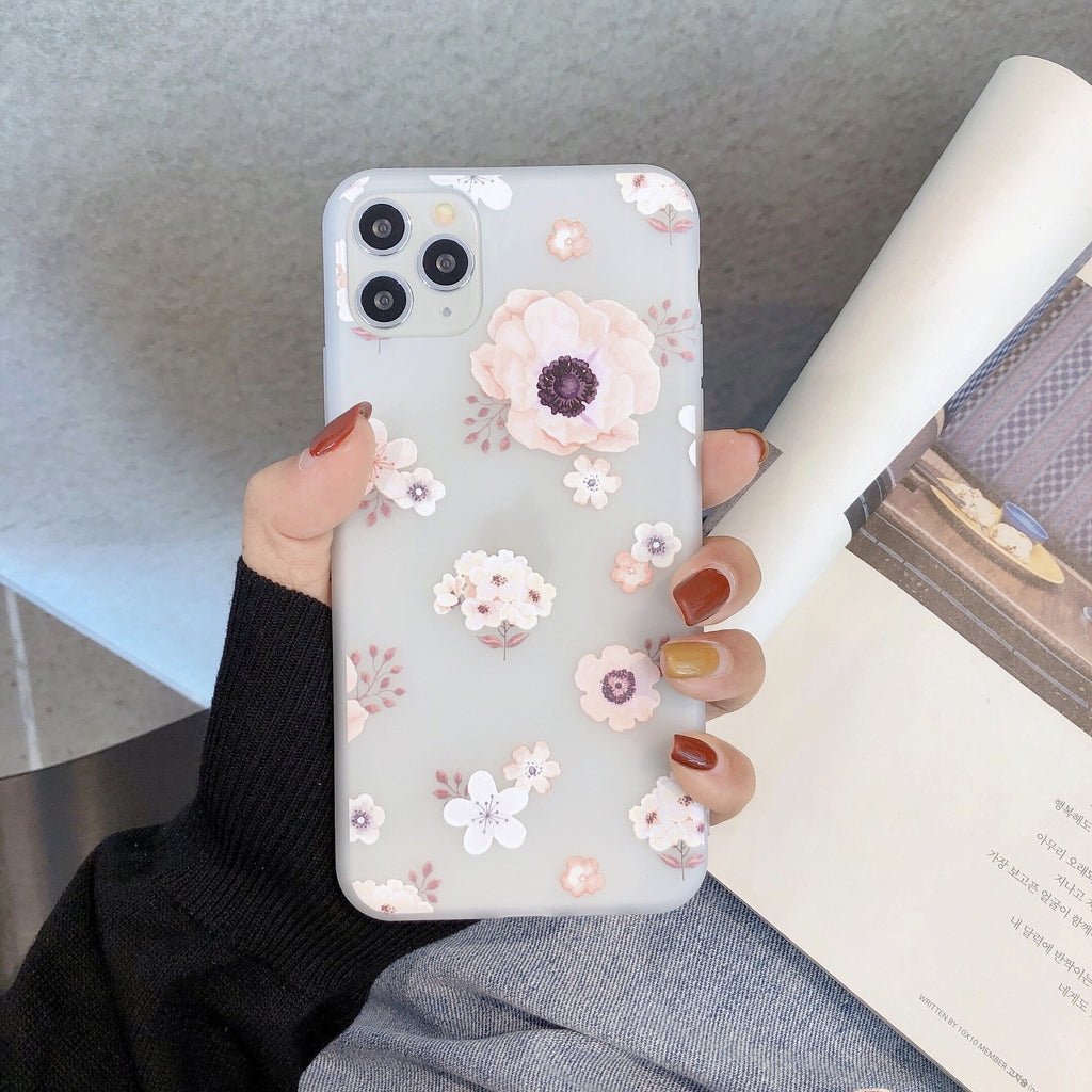 Frosted Transparent Creative Flower Phone Case